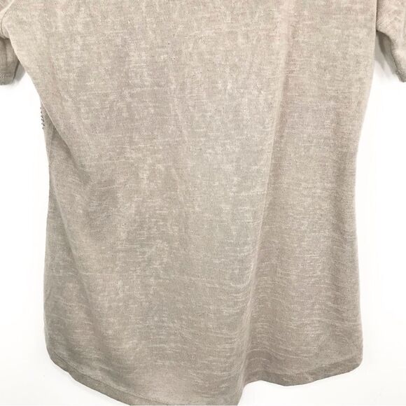 Essentials by Milano Taupe Gauzy Knit Stud Embellished Lightweight Short Sleeve - Picture 11 of 14